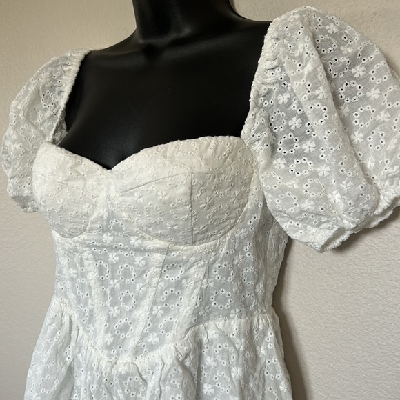 Princess Polly Darso White Puff Sleeve Sweetheart Neck Mini Dress - Picture 7 of 11